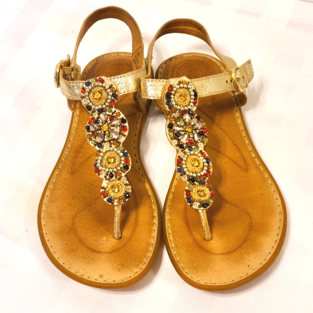 BORN B.O.C Jeweled Slingback Thong Dress Sandels  Size 7